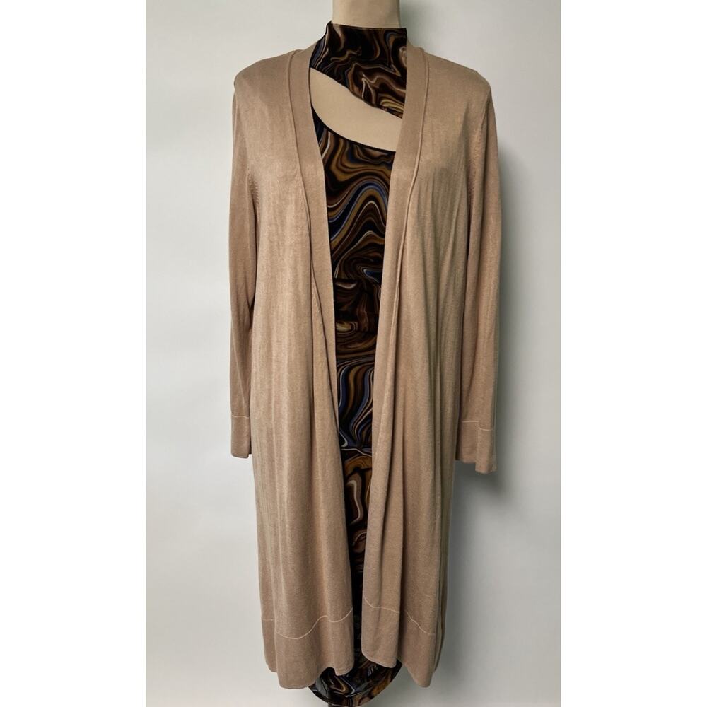 Alfani Duster Cardigan 0X Minimalist NEW Lightweight Boho Lagenlook Tan‎ Hippie
